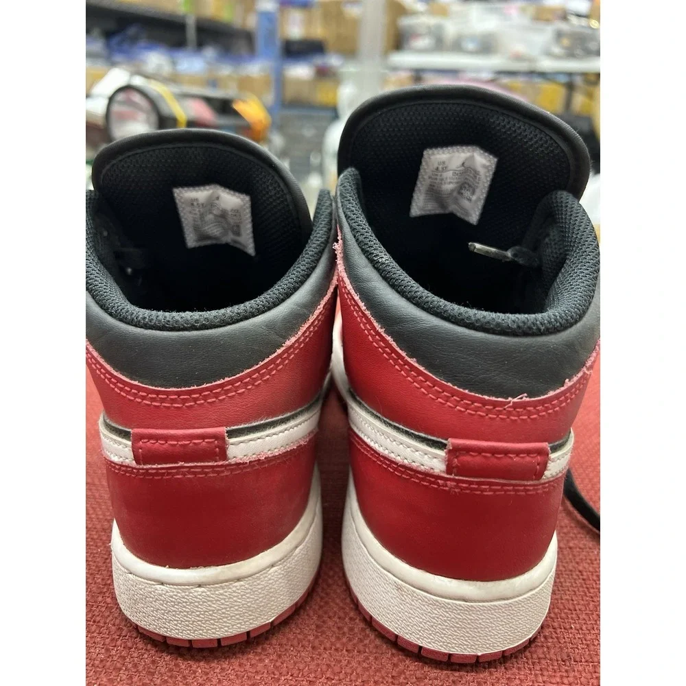 Nike Air Jordan‎ 1 Mid Shoes Black Gym Red White DQ8423-061 Youth 4.5